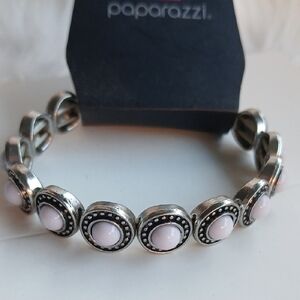 Paparazzi Silver Strech Bracelet with Soft Gray Highlights